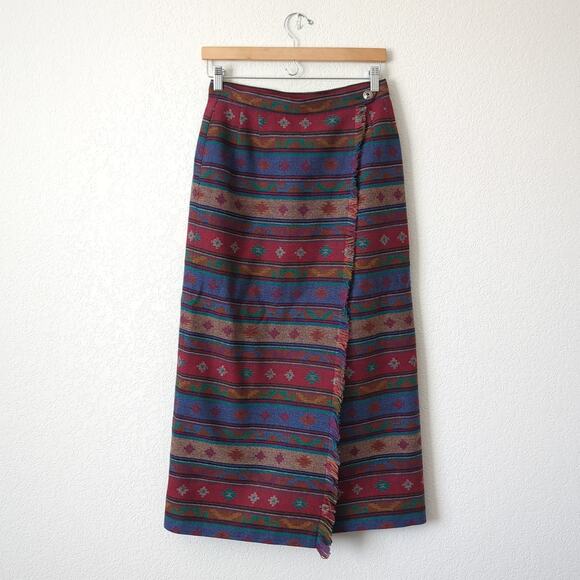 Pendleton Women's Midi Wrap Skirt 8 Southwestern Blanket Wool Art Wear Native - Picture 8 of 11